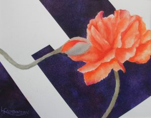 Watercolour painting by Lynn Robinson of Orange poppies