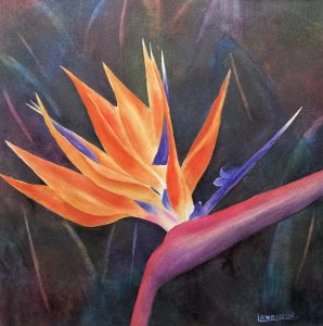 Watercolour painting by Lynn Robinson of Bird of paradise flower