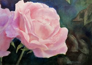 Watercolour Painting by Lynn Robinson of pink roses